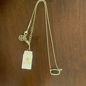 NWT - Kendra Scott Elisa Black + Gold Filigree Necklace